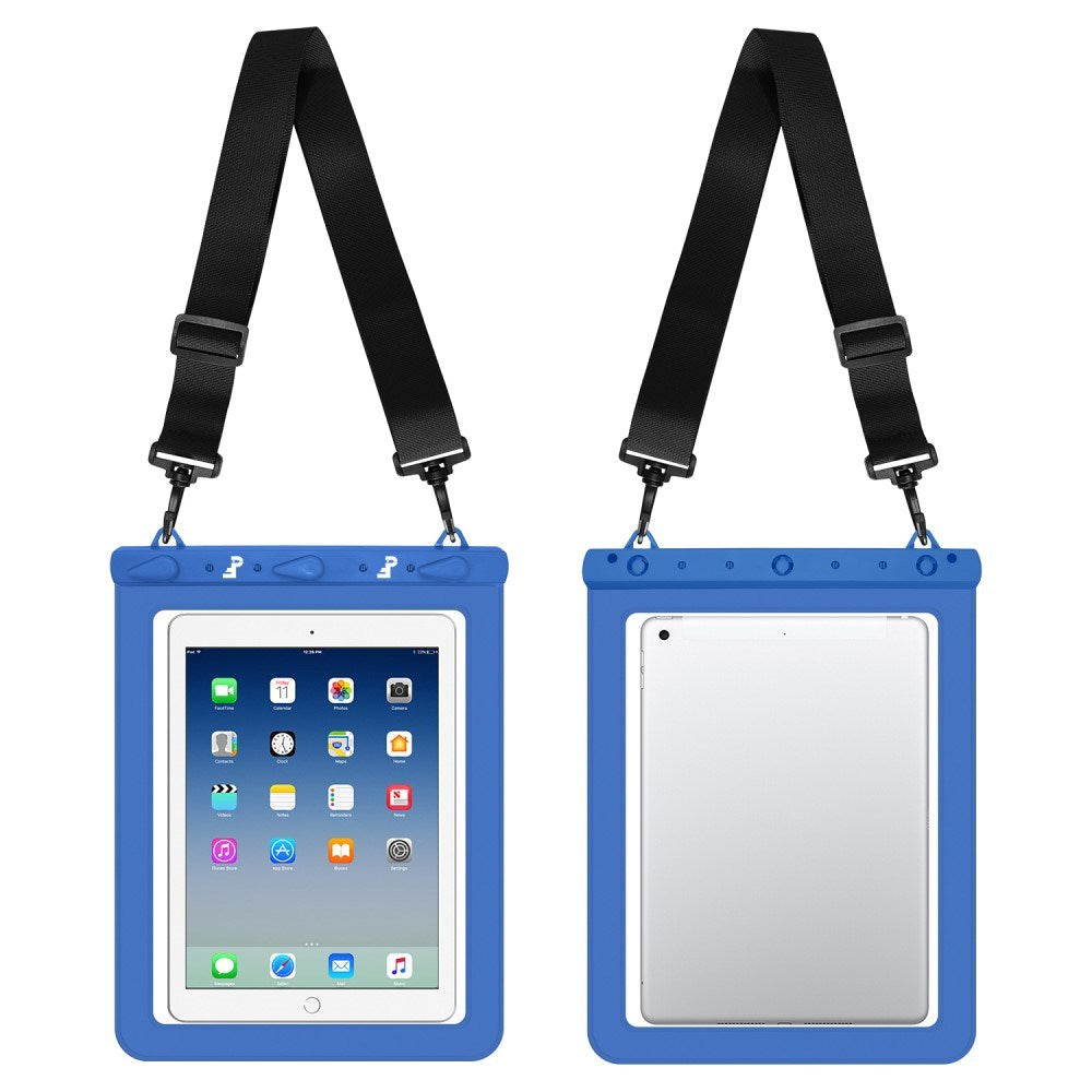 Universal Tablet 25,5x21cm Waterproof Case w. Shoulder Strap - Black / Transparent