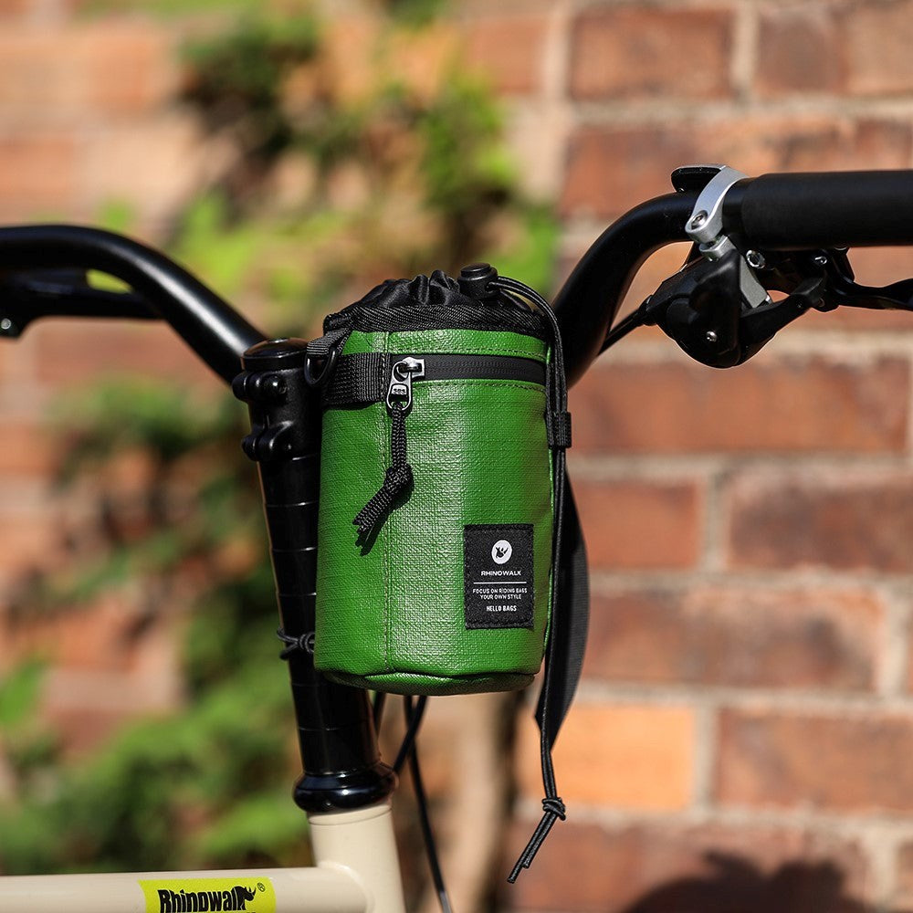 Polyester Bicycle Handlebar Bag w. Strap - Green