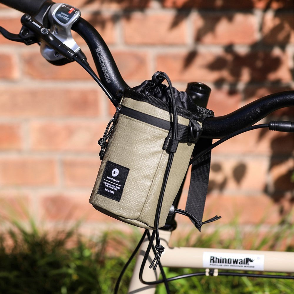 Polyester Bicycle Handlebar Bag w. Strap - Olive Green