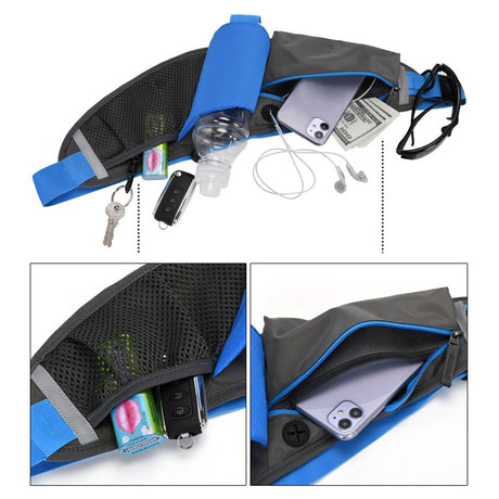 Waterproof Running Belt with Pocket for Water Bottle - Red