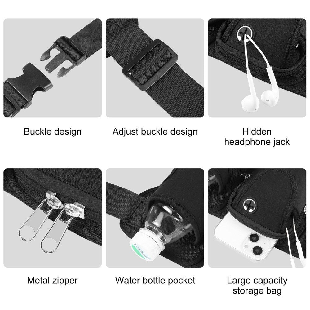 Running Belt with Pockets - Black