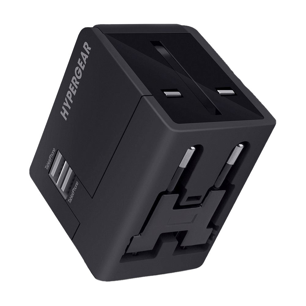 HyperGear All-in-One Travel Adapter - Compatible with 150+ Countries - Black