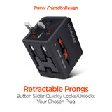 HyperGear All-in-One Travel Adapter - Compatible with 150+ Countries - Black