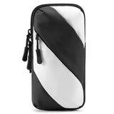 Running Armband for Smartphone w. 2 Pockets (Max. Mobile 170 x 80 mm) - Black / White