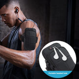 Water-resistant Running Armband for Smartphone with Storage (Max Mobile: 180 x 95mm) - Grey