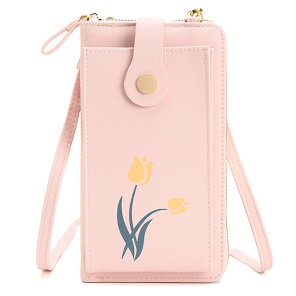 Universal Leather Clutch w. Shoulder Strap (160 x 80 mm) - Pink