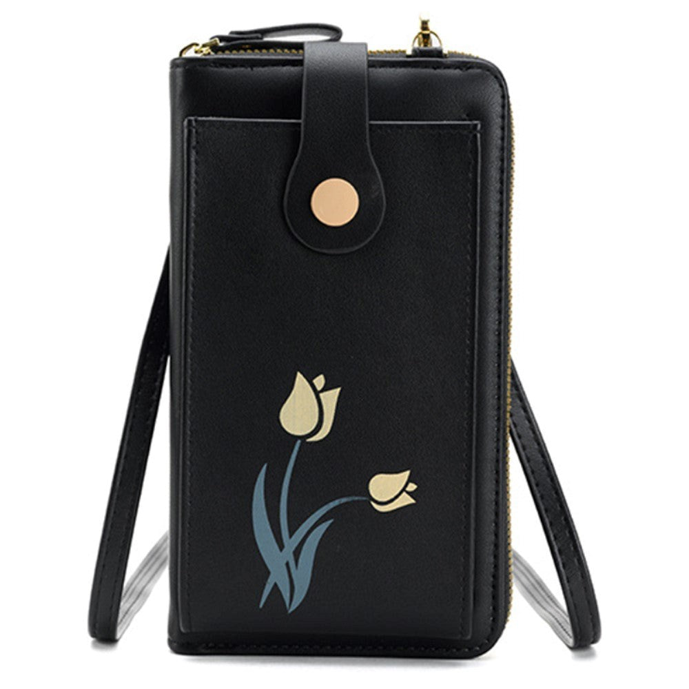 Universal Leather Clutch w. Shoulder Strap (160 x 80 mm) - Black