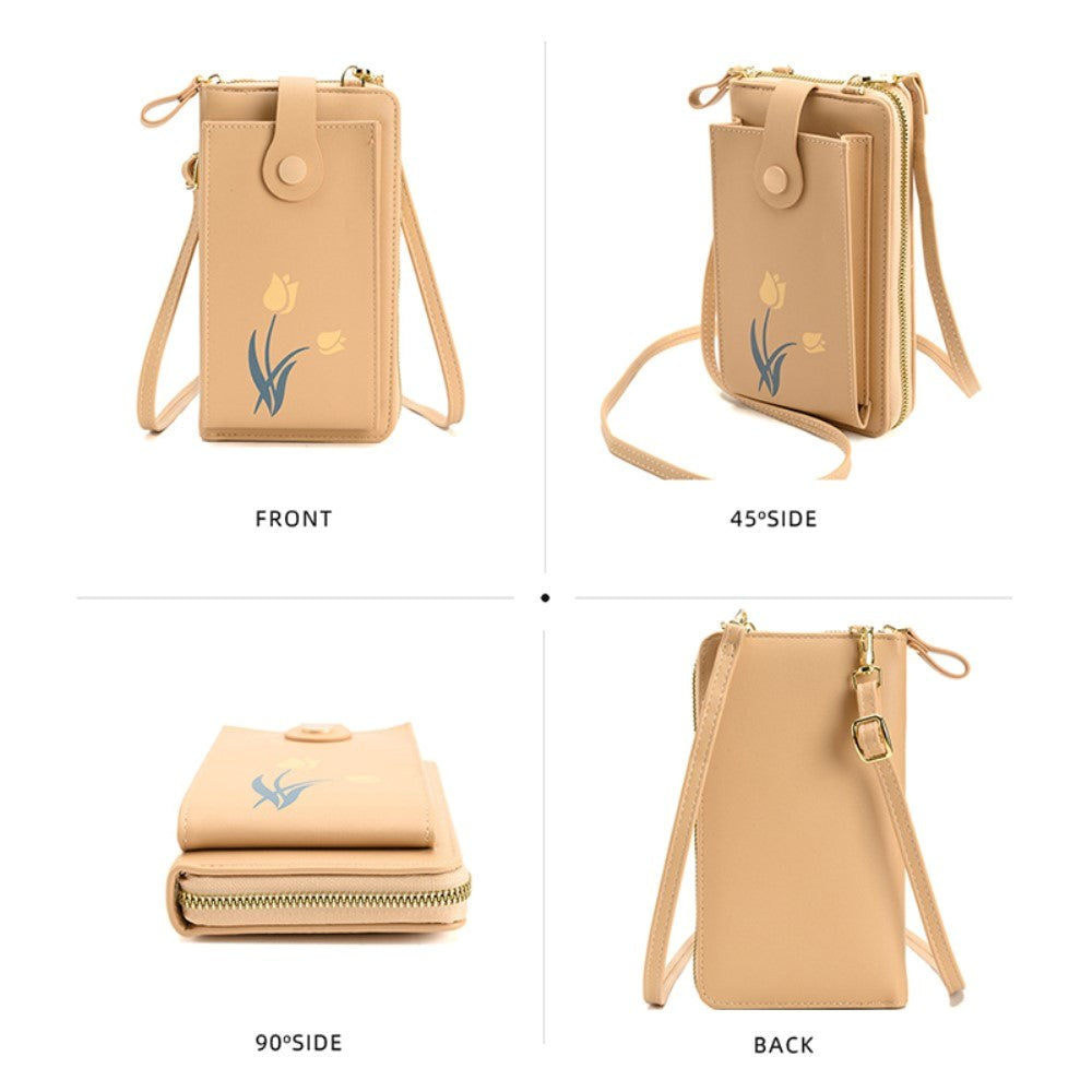 Universal Leather Clutch w. Shoulder Strap (160 x 80 mm) - Blue