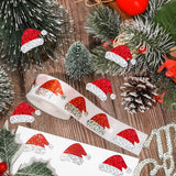 Roll of 500 x Stickers w. Christmas Designs - Christmas Hat / Glitter
