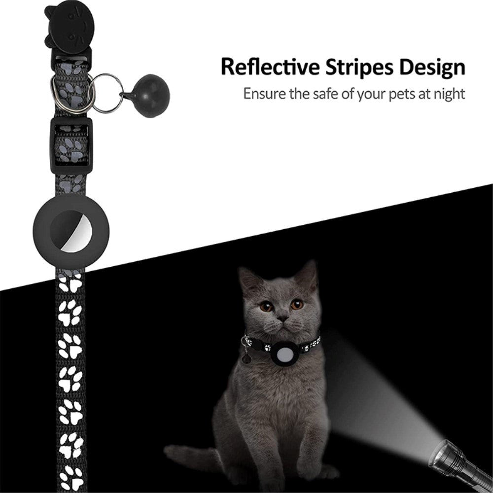 Cat Collar with AirTag Silicone Case & Reflectors - Black