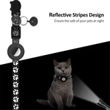 Cat Collar with AirTag Silicone Case & Reflectors - Black