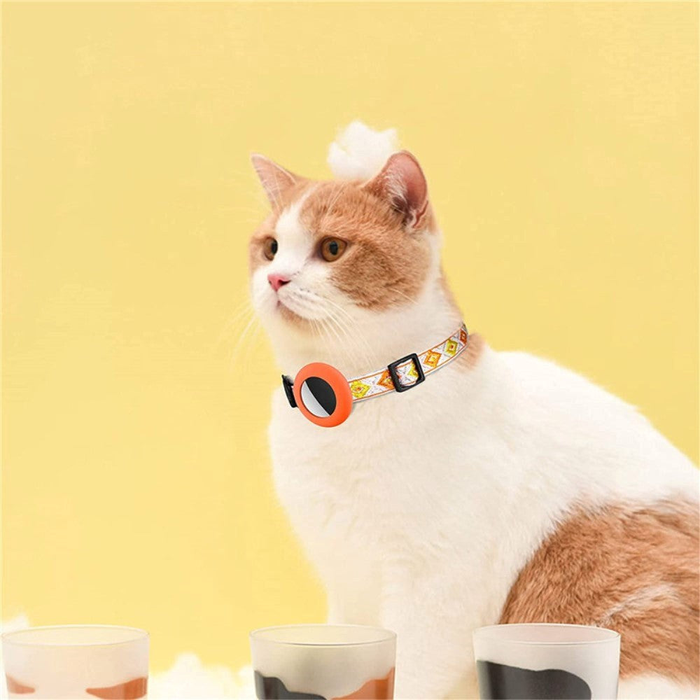 Cat Collar with AirTag Silicone Case & Brush - Orange