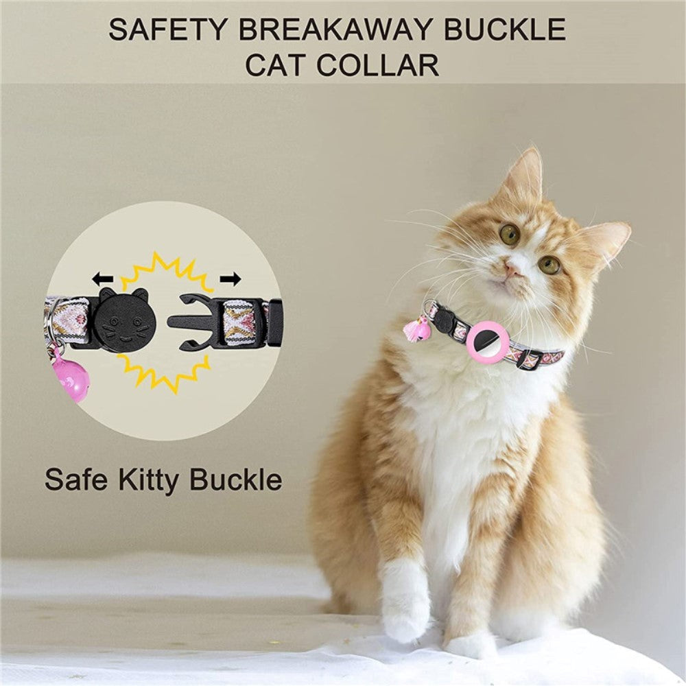 Cat Collar with AirTag Silicone Case & Brush - Pink