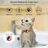 Cat Collar with AirTag Silicone Case & Brush - Red