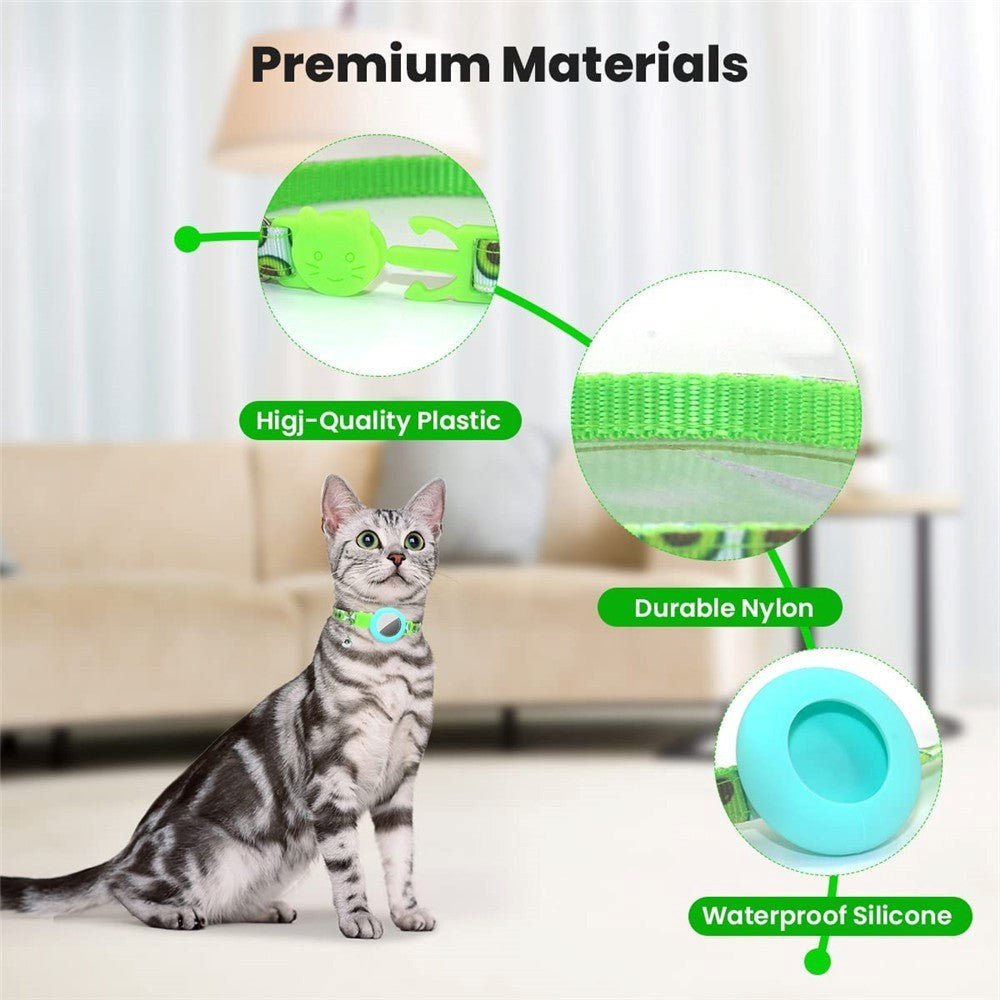 Cat Collar with AirTag Silicone Case & Bell - Avocado