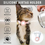 Cat Collar with AirTag Silicone Case & Film - Pink with Daisies