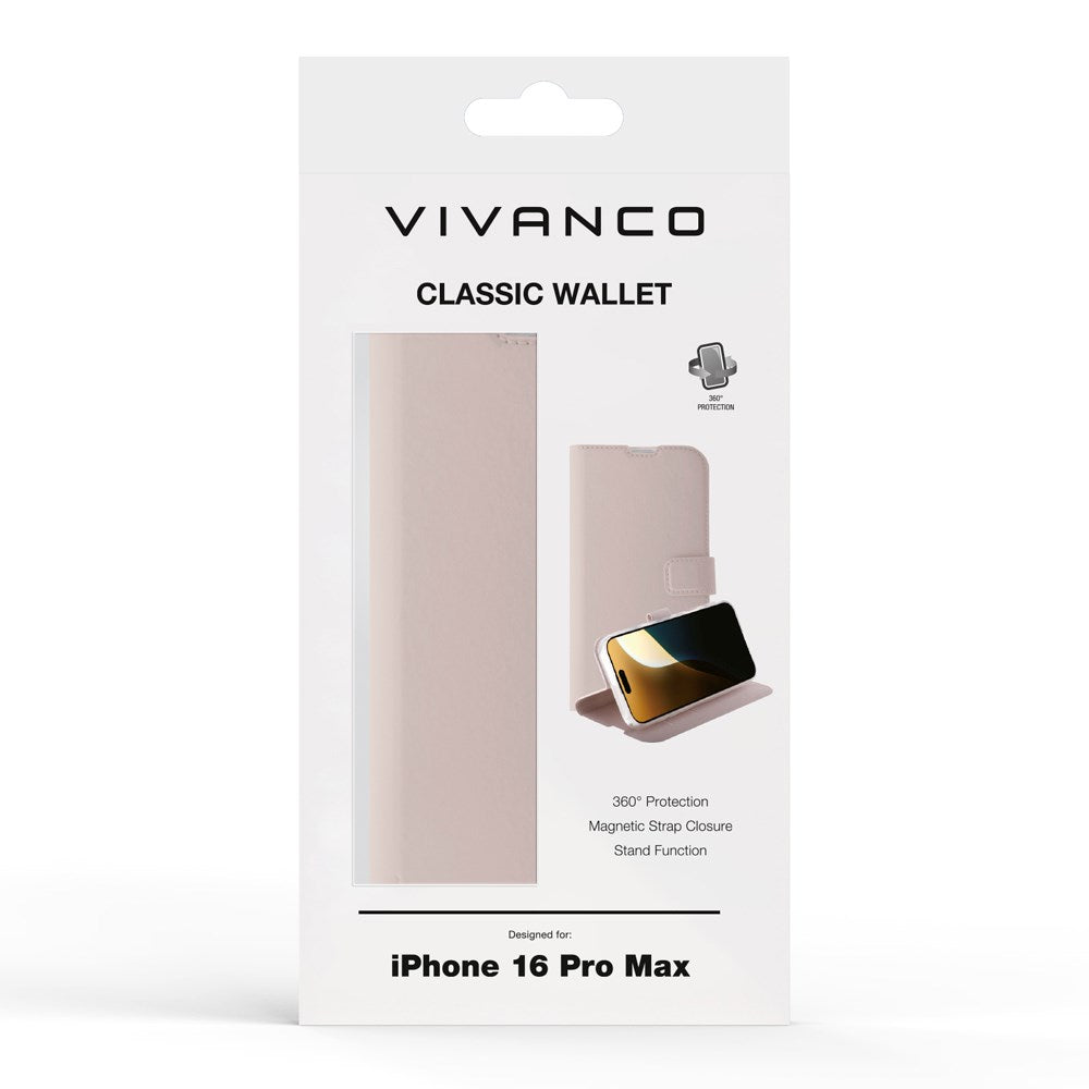 iPhone 16 Pro Max Vivanco Classic Wallet Wallet Case - Greige