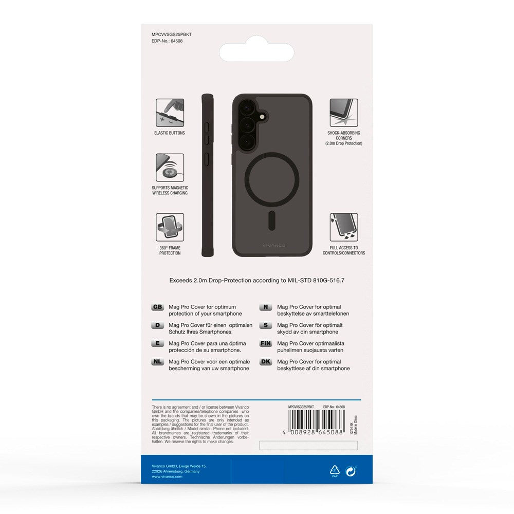 Vivanco Samsung Galaxy S25+ (Plus) Mag Pro Cover – Transparent/Black