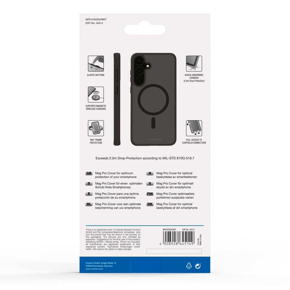 Vivanco Samsung Galaxy S25 Mag Pro Cover – Transparent/Black