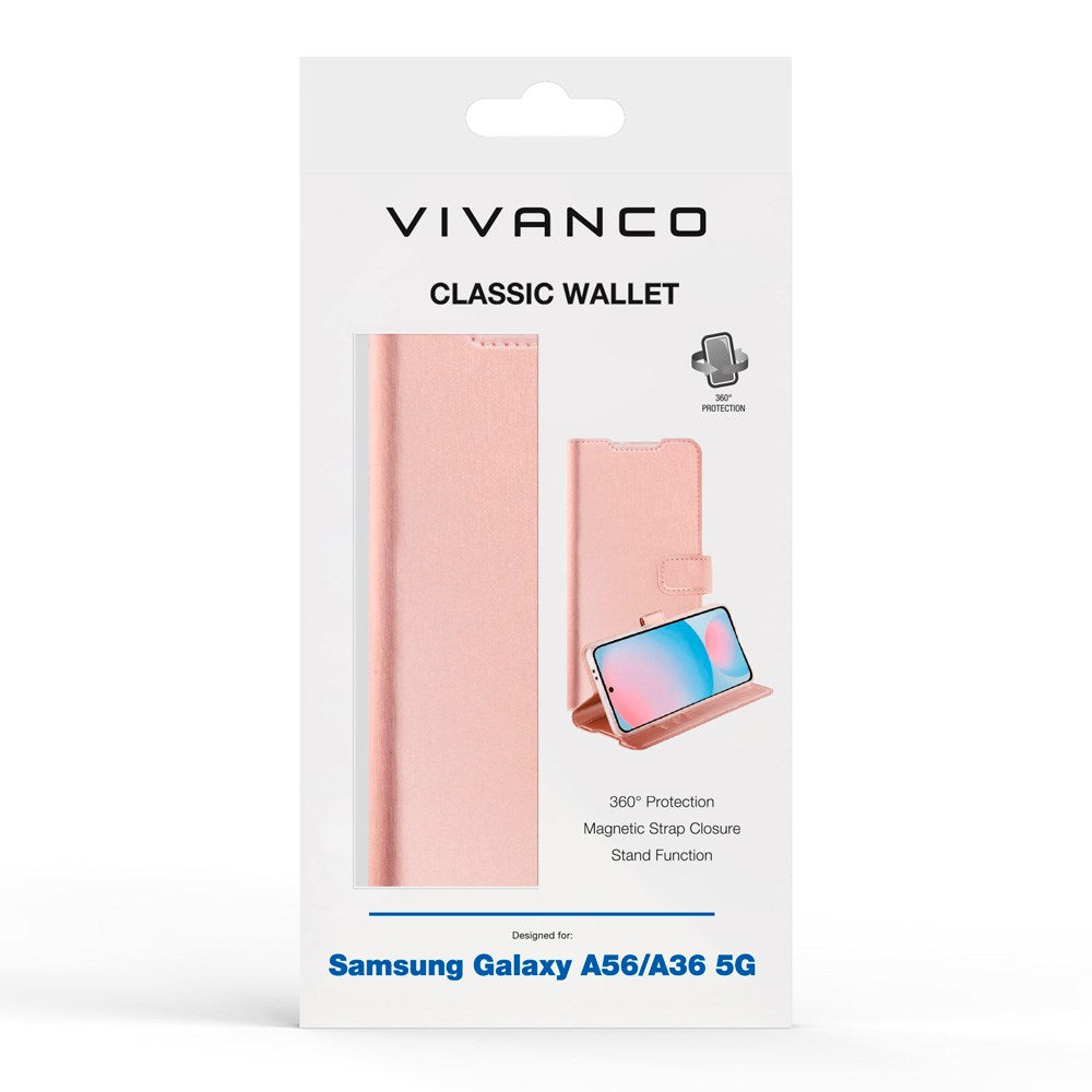 Samsung Galaxy A56 (5G) / A36 (5G) - Vivanco Classic Wallet Flip Case with Purse - Pink
