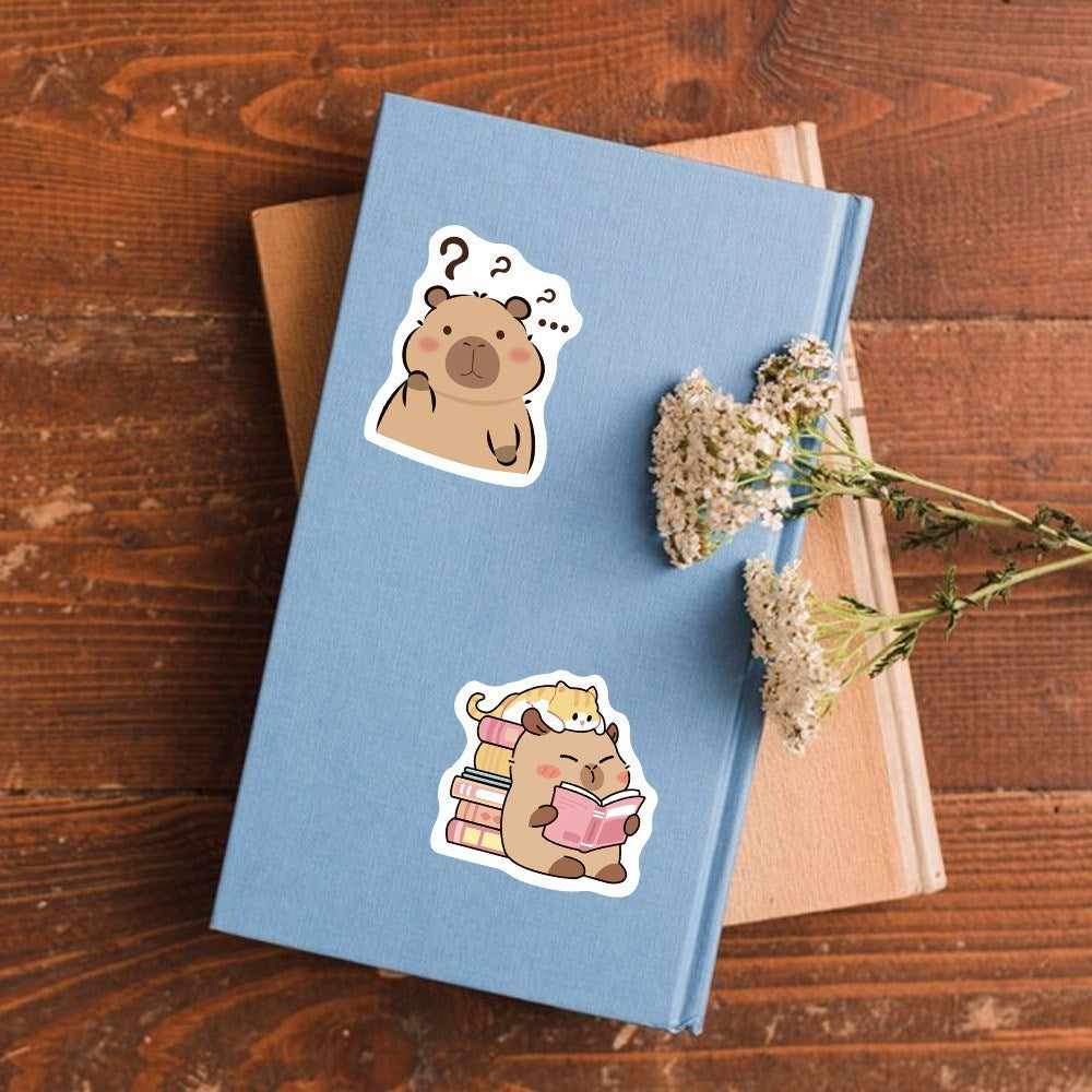 Roll of 500 x Stickers of Cartoon Capybara - V1
