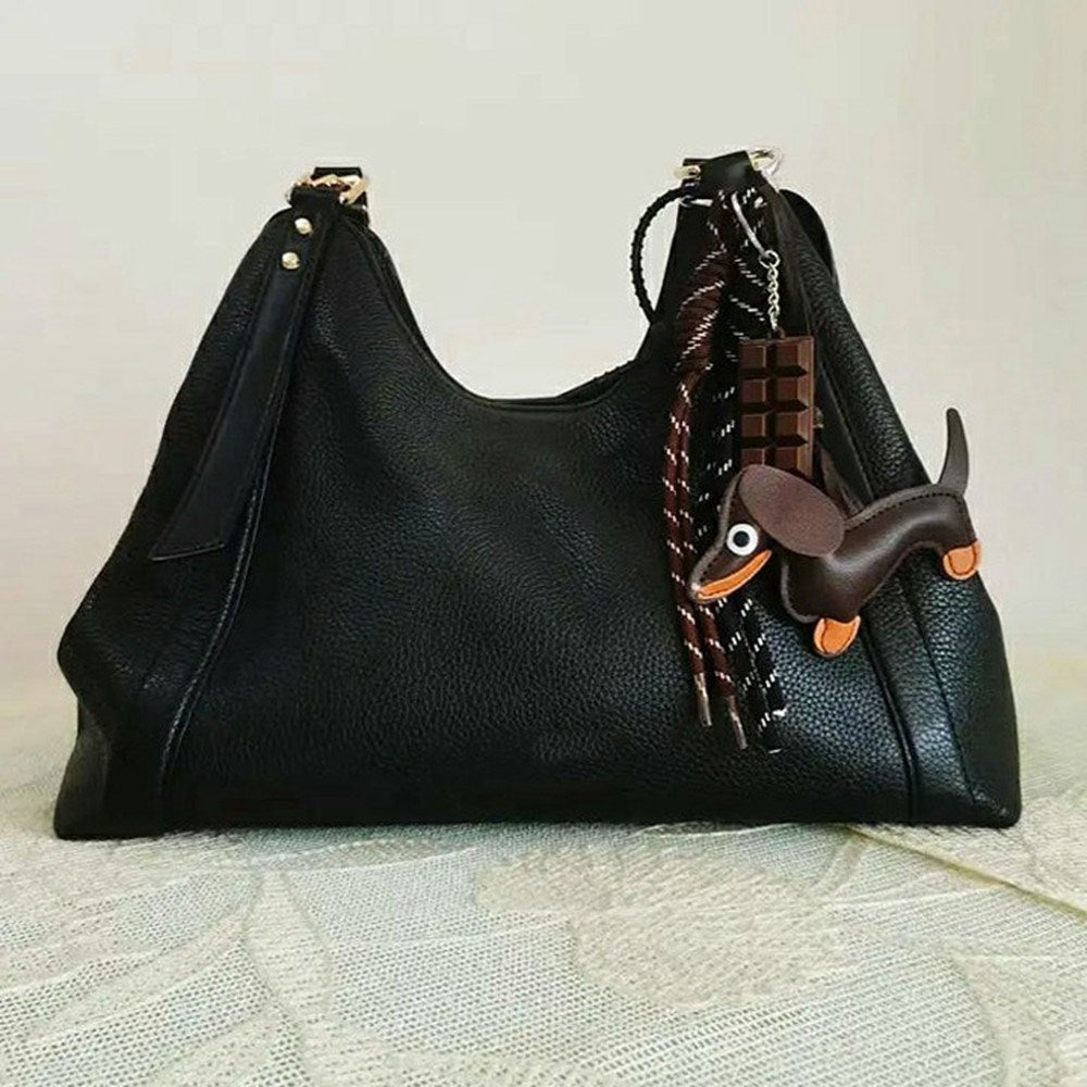 Bag Charm with Dachshund / Chocolate - Brown