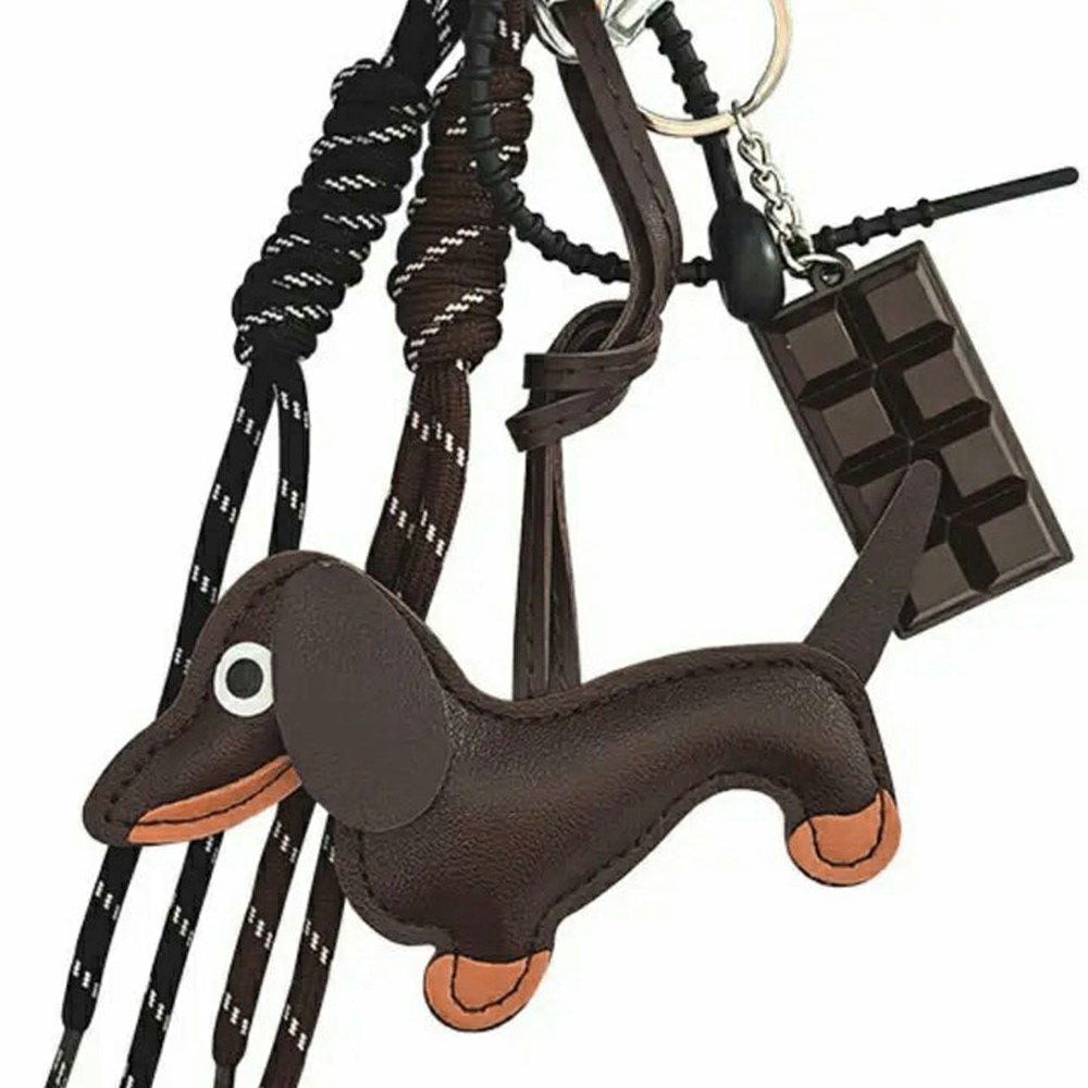 Bag Charm with Dachshund / Chocolate - Brown