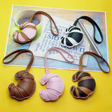 Bag Charm - Croissant in Faux Leather - Black / White