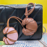 Bag Charm - Croissant in Faux Leather - Light Brown / Dark Brown