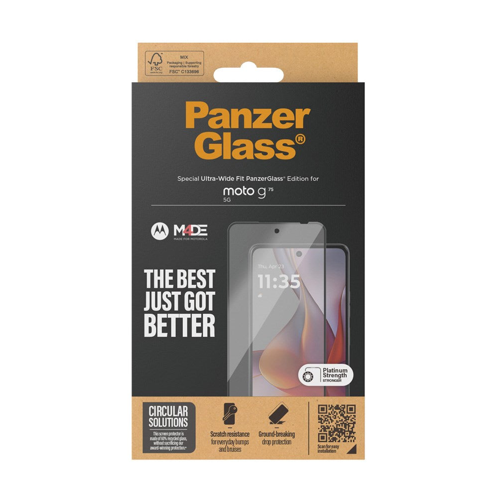 Motorola Moto G75 (5G) - PanzerGlass Ultra-Wide Fit Screen Protector - Transparent / Black Edge