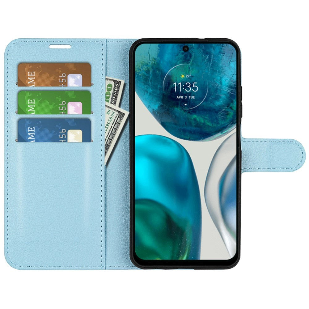 Motorola Moto G42 Litchi Leather Case w. Wallet - Blue