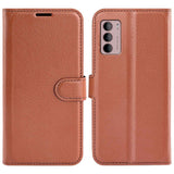 Motorola Moto G42 Litchi Leather Case w. Wallet - Brown