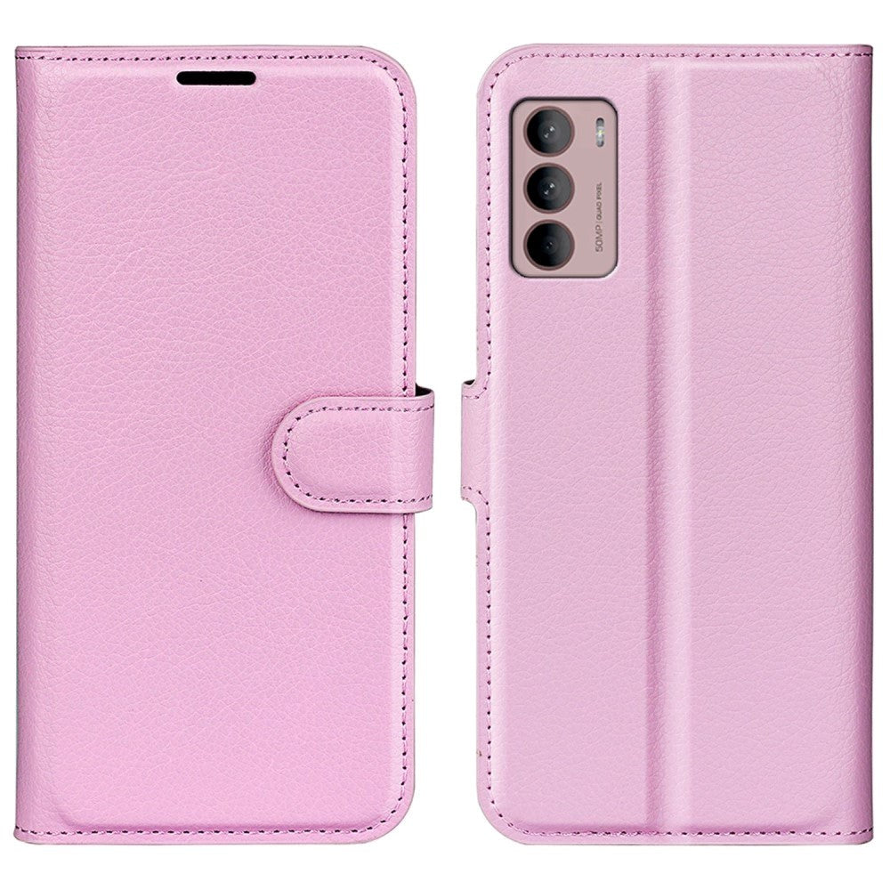 Motorola Moto G42 Litchi Leather Case w. Wallet - Pink