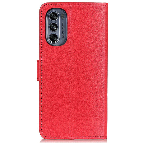 Motorola Moto G62 Leather Wallet Case & 3 Pockets - Red