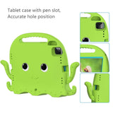 EIDERWOOD iPad Air 11" (2024) / Pro 11" (2018-2024) Kids Case w. Shoulder Strap & Hand Holder - Octopus - Green