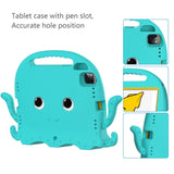 EIDERWOOD iPad Air 11" (2024) / Pro 11" (2018-2024) Kids Case w. Shoulder Strap & Hand Holder - Octopus - Light Blue