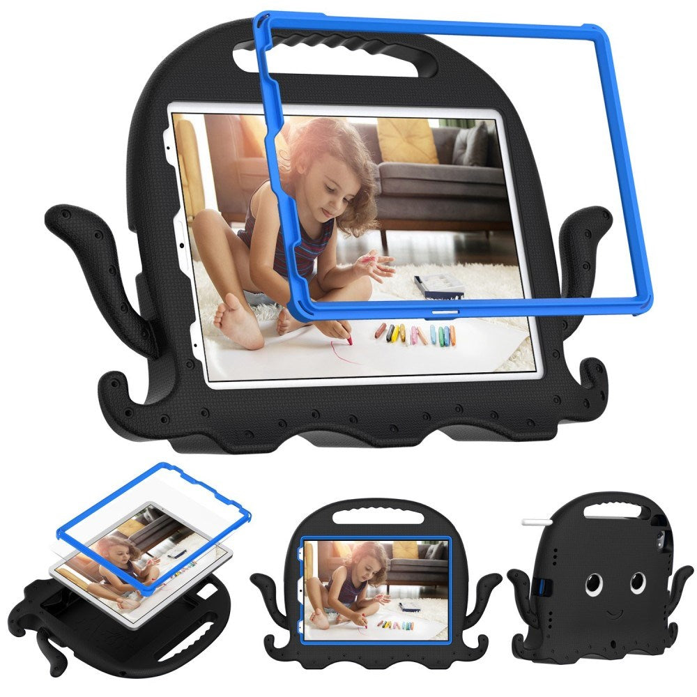 EIDERWOOD iPad Air 11" (2024) / Pro 11" (2025 - 2018) Kids Case w. Shoulder Strap & Hand Holder - Octopus - Black