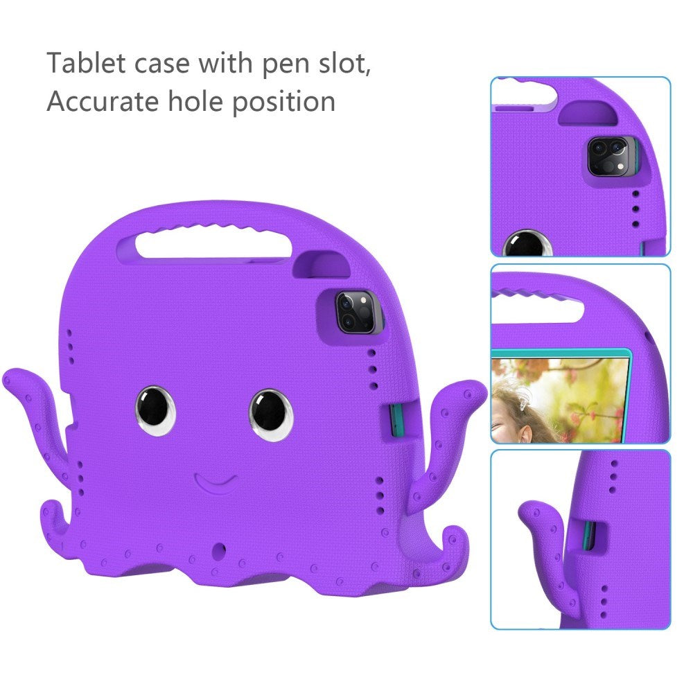 EIDERWOOD iPad Air 11" (2024) / Pro 11" (2018-2024) Kids Case w. Shoulder Strap & Hand Holder - Octopus - Purple