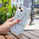 iPhone 13 Flexible Back Case Marble Pattern - White