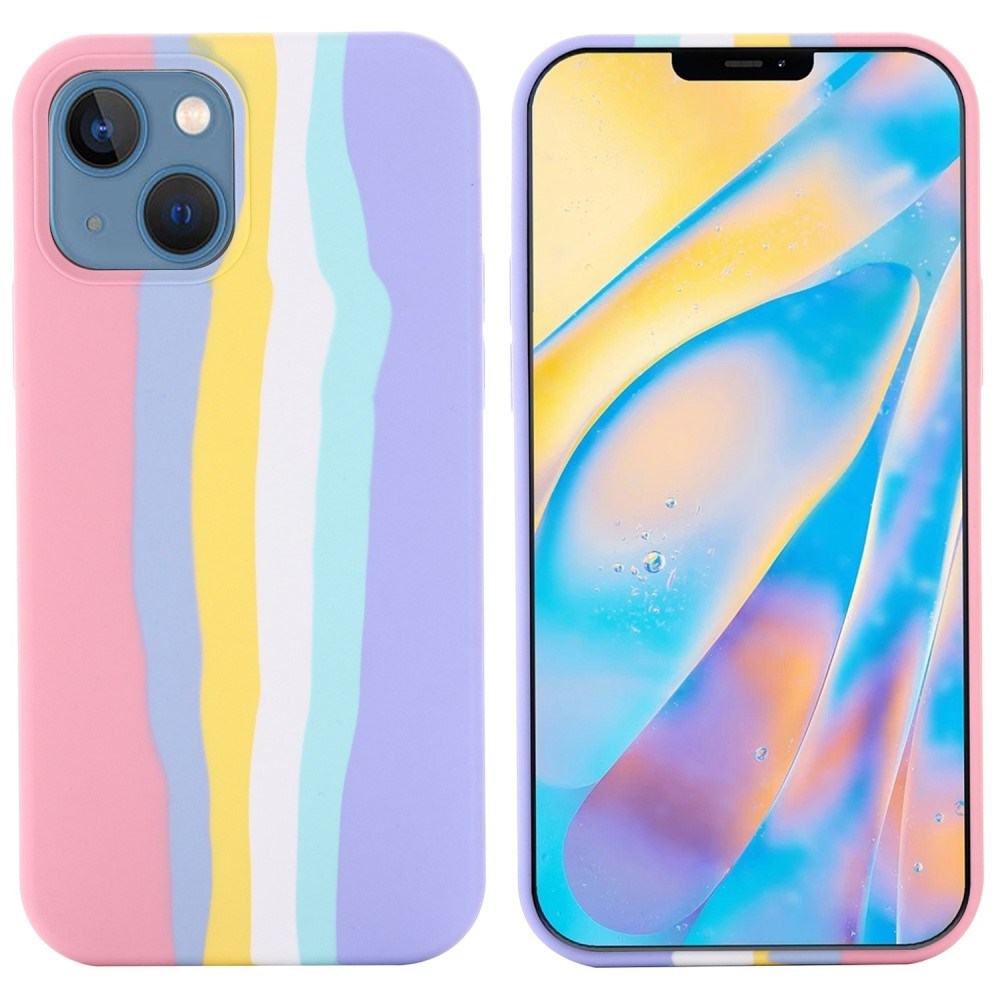 iPhone 14 Silicone Case - Pink Rainbow