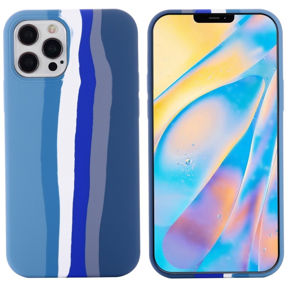 iPhone 14 Pro Max Silicone Case - Blue Rainbow