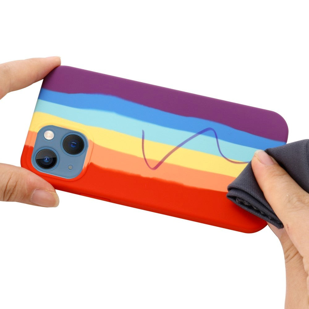 iPhone 14 Plus Silicone Case - Red Rainbow