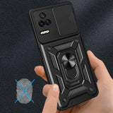 Xiaomi Poco F4 Tough Case w. Magnetic Kickstand & Cam Slider - Black