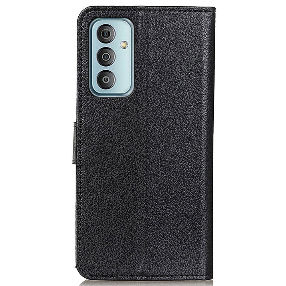 Samsung Galaxy M13 Litchi Leather Wallet Case - Black