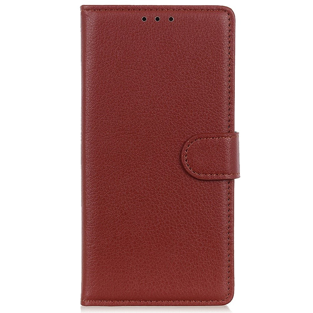 Samsung Galaxy M13 Litchi Leather Wallet Case - Brown