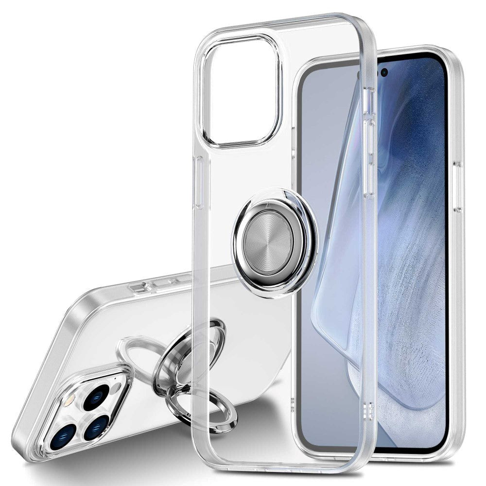 iPhone 14 Pro Max Kickstand Case With Ring Holder - Transparent