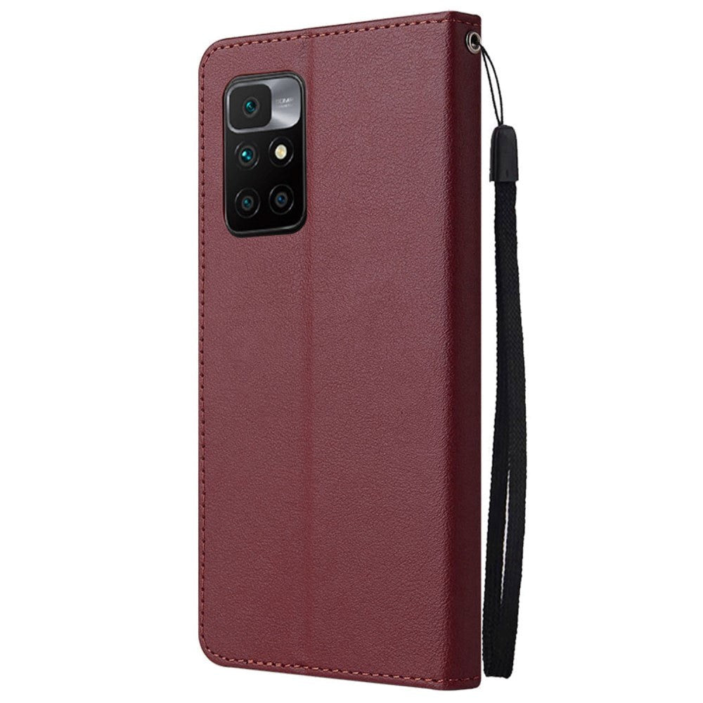 Xiaomi Redmi 10 (5G) Leather Case with Wallet and Strap - Wine Red