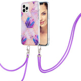 iPhone 14 Pro Max Flexible Plastic Back Case w. Cord - Marble - Light Purple