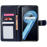 Oppo A76 / Realme 9i Leather Flip Case w. Wallet & Stand Function - Blue