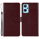 Oppo A76 / Realme 9i Leather Flip Case w. Wallet & Stand Function - Wine Red